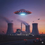 Ufo su una centrale nucleare. Immagine I.A.