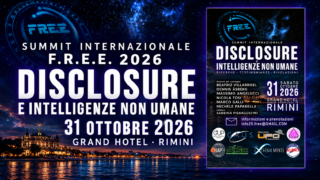 Locandina del Summit F.R.E.E. su Disclosure e intelligenze non umane, al Grand Hotel di Rimini il 31 ottobre 2026.