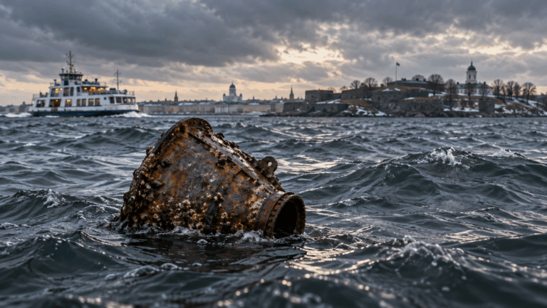 Ricostruzione dell'oggetto metallico misterioso galleggiante nelle acque davanti a Helsinki